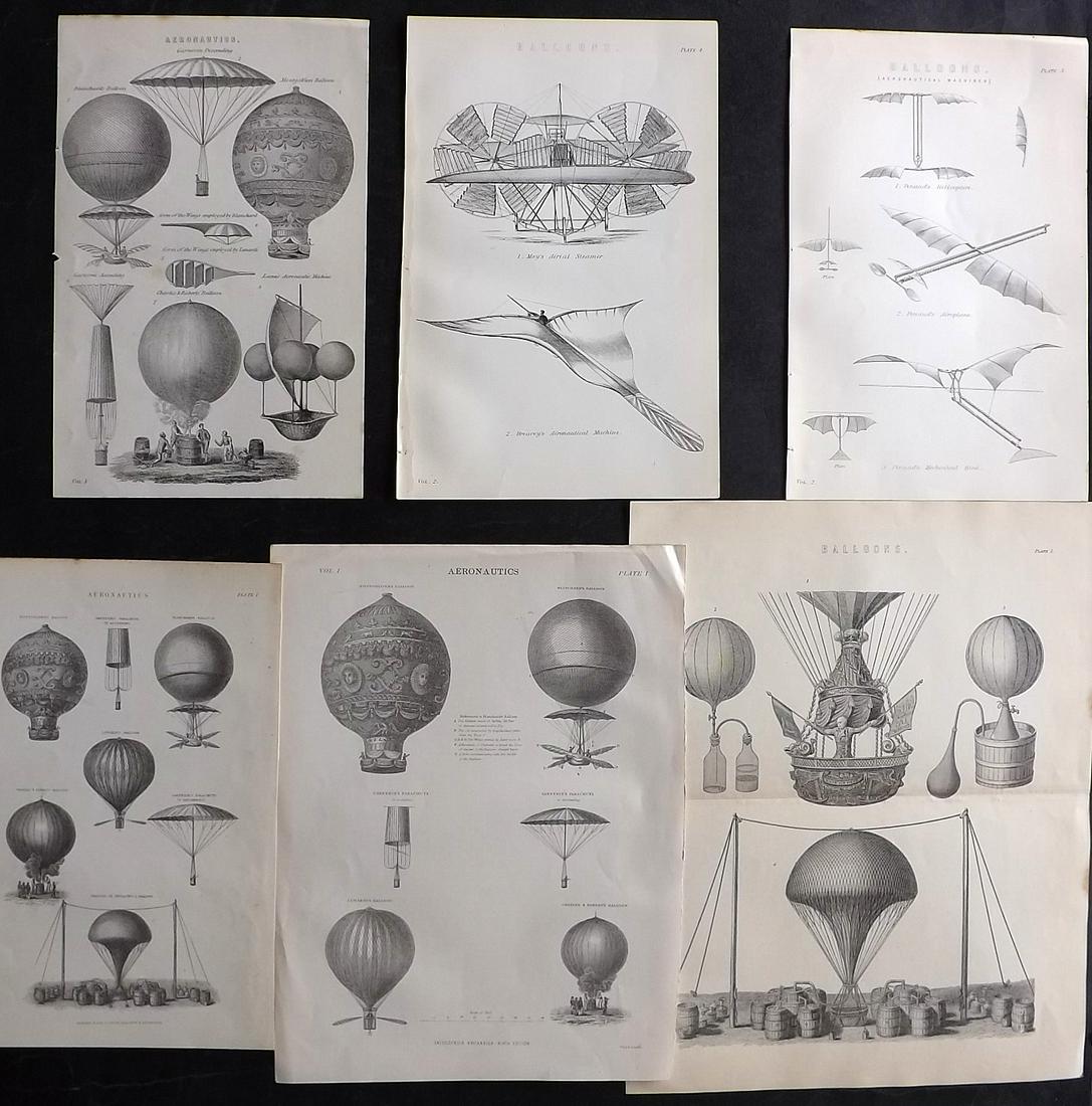 Balloons, Aeronautics C1870-98 Lot of 6 Antique Prints (1 of 2)