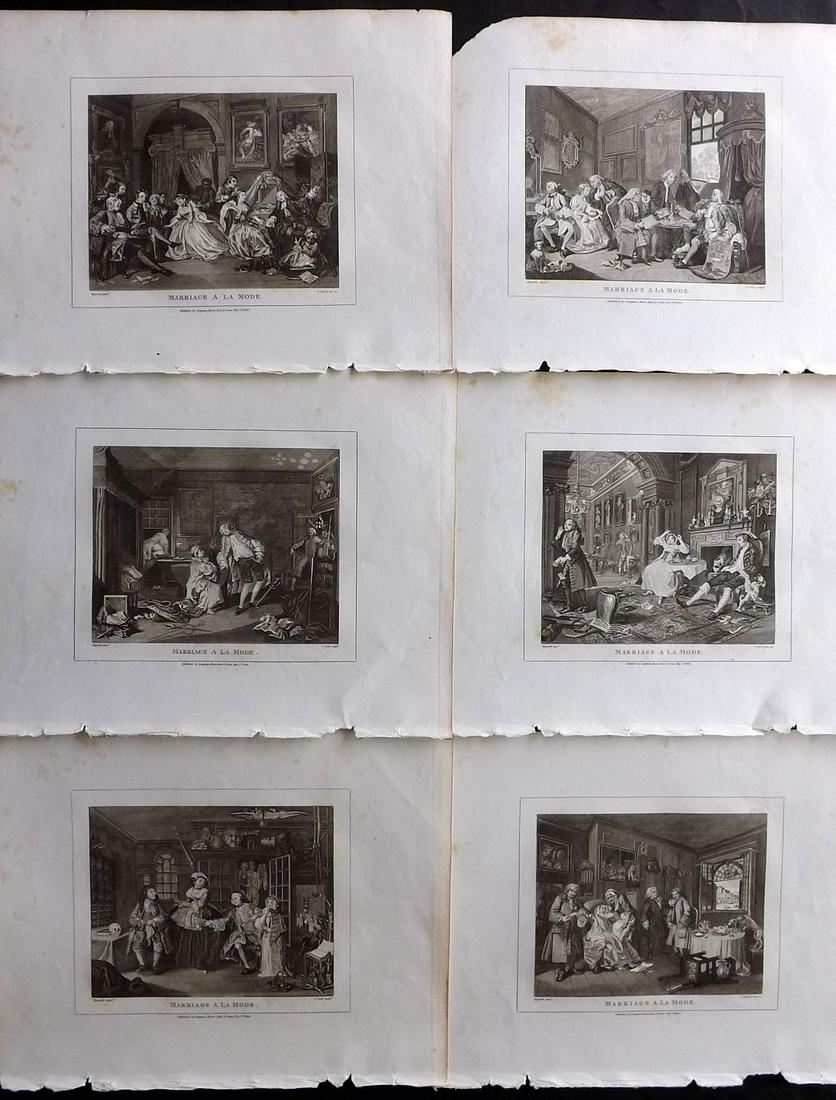 Hogarth, William 1813 Set of 6 Prints. Marriage-A-La-Mode (1 of 2)