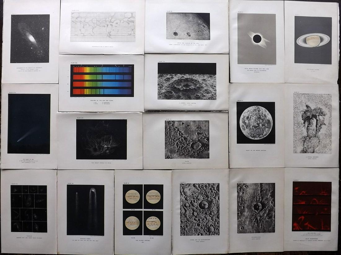 Ball, Robert 1901 Lot of 18 Astronomy Celestial Prints: Lithographs Published 1901, London for "The Story of the Heavens" by Sir Robert Stawell Ball. Paper Size: 9 x 6 inch (23 x 15cm) Good Condition