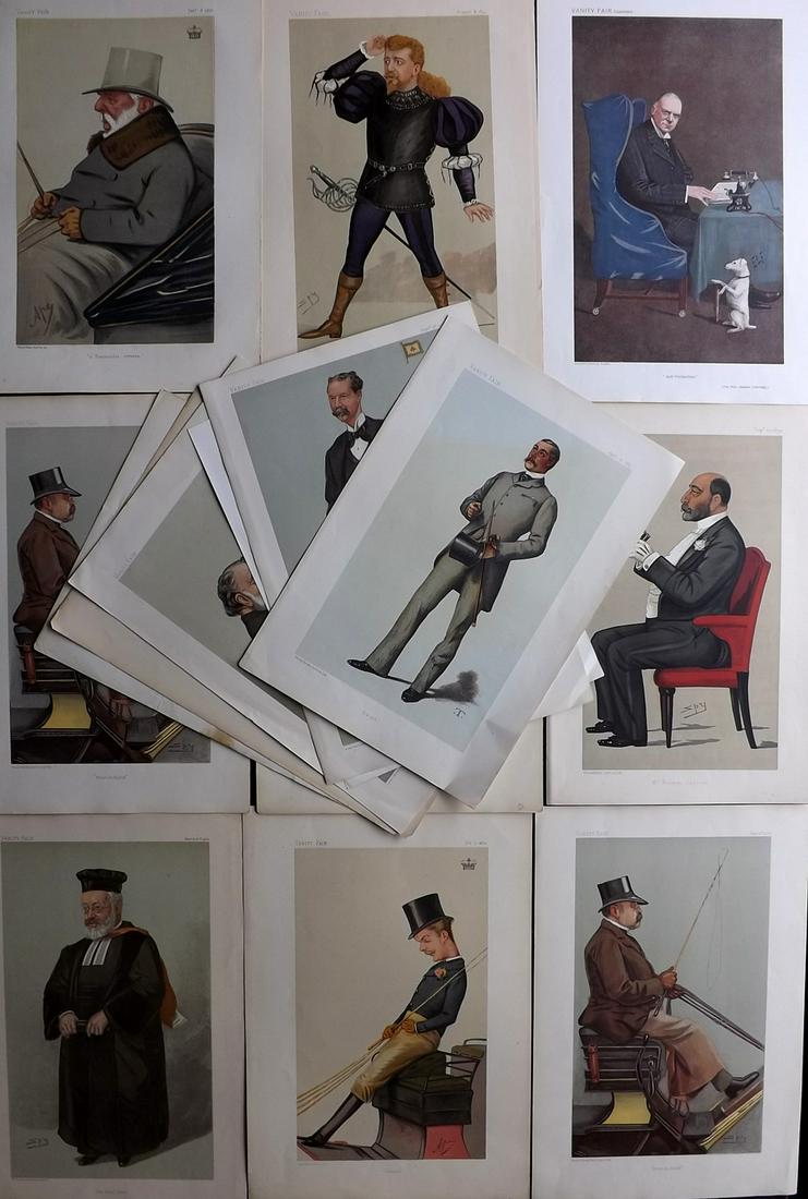 Vanity Fair Prints 19th Cent. Lot of 15 Spy etc Cartoons: Chromolithograph Published 1869-1914, London for "Vanity Fair" Paper Size: 15 x 10 inch (38 x 25cm) Approx. Good Condition