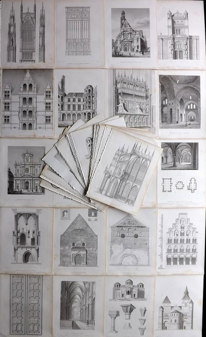 Gailhabaud, Jules 1850 Lot of 40 Views & Architecture: Incl UK, France, Germany, Italy, Turkey, and 1 of Mexico. Steel Engravings Published 1850, Paris for "Monuments Anciens et Modernes" by Jules Gailhabaud. Paper Size: 12 x 9 inch (30 x 23cm) Minor toni