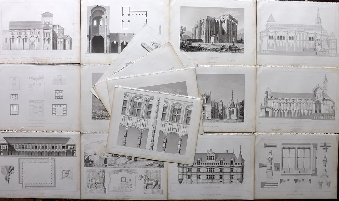 Gailhabaud, Jules 1850 Lot of 16 Views & Architecture: Incl Belgium, France, Germany, Sicily, Persia, Egypt, and Greece. Steel Engravings Published 1850, Paris for "Monuments Anciens et Modernes" by Jules Gailhabaud. Paper Size: 12 x 9 inch (30 x 23cm) Mi