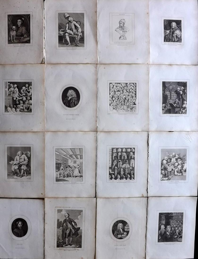 Hogarth, William 1813 Lot of 16 Antique Satire etc Prints (1 of 7)