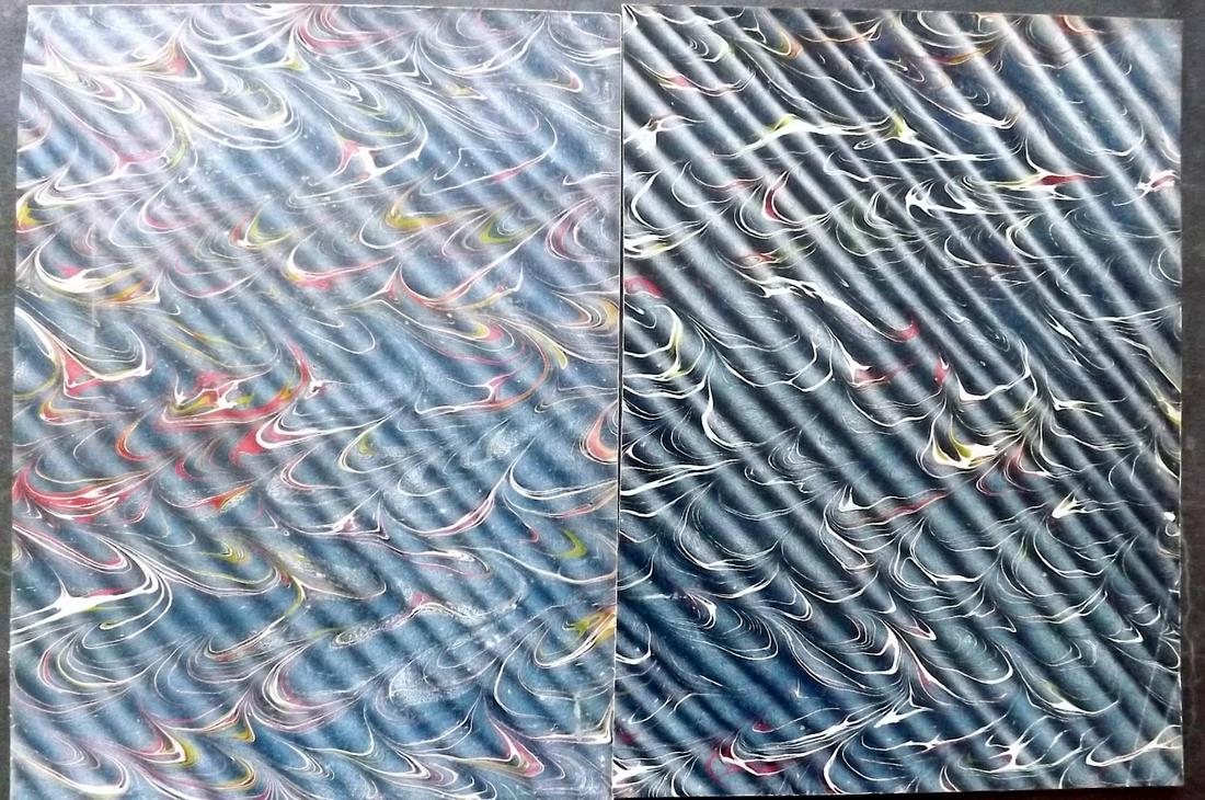 Old Paper, Bookbinding C1890 Set of 8 Marble End Papers, 4to (1 of 1)