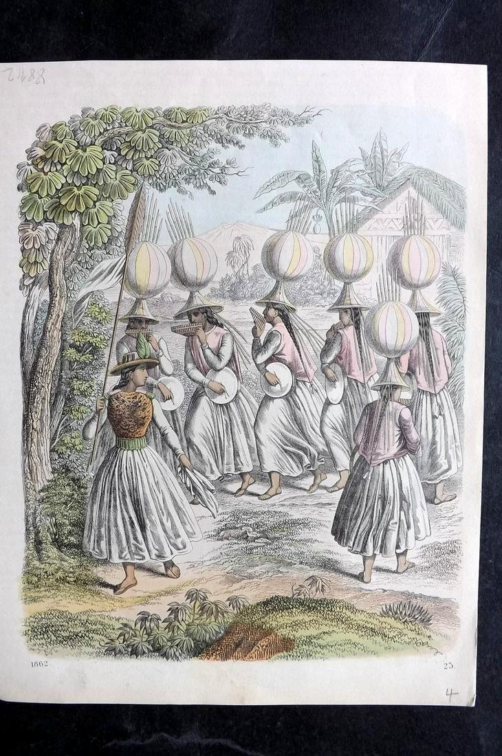 Hoffmann, Carl 1862 Hand Col Print. Indian Women, Bolivia 23 (1 of 2)