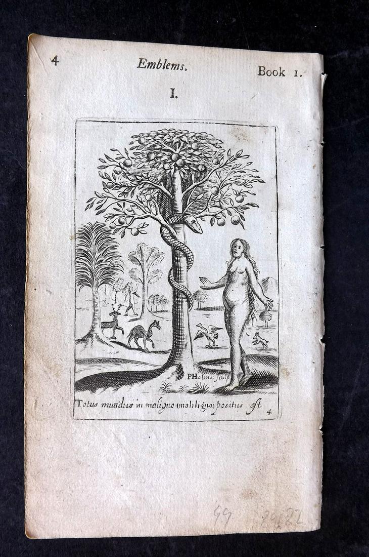 Quarles, Francis 1736 Emblem Print. Eve, Garden of Eden (1 of 1)