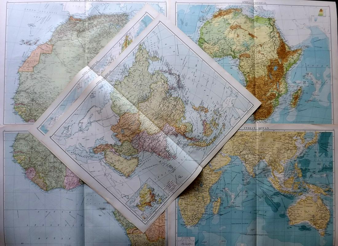 Gross, Alexander 1920 Lot of 6 Large Maps. Africa & Asia (1 of 4)