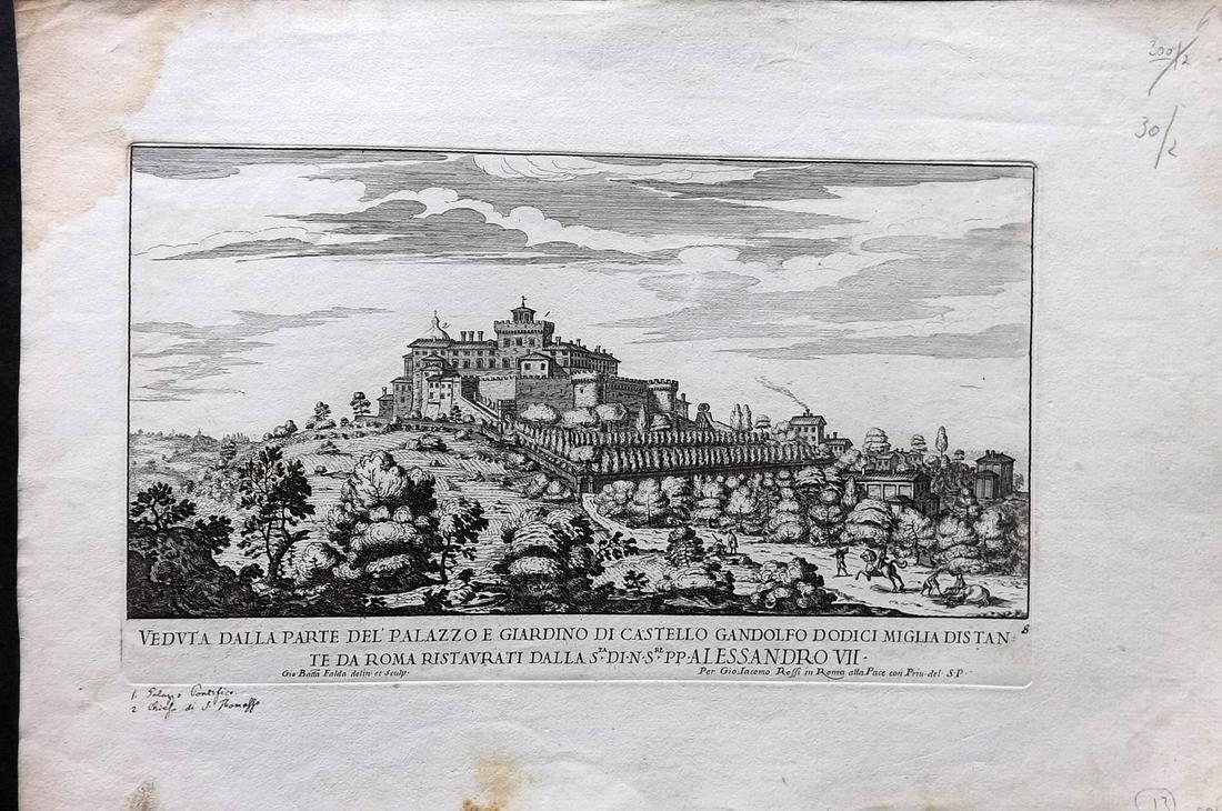 Falda & Ferrario C1680 Folio Print. Castel Gandolfo, Rome, Italy (1 of 2)