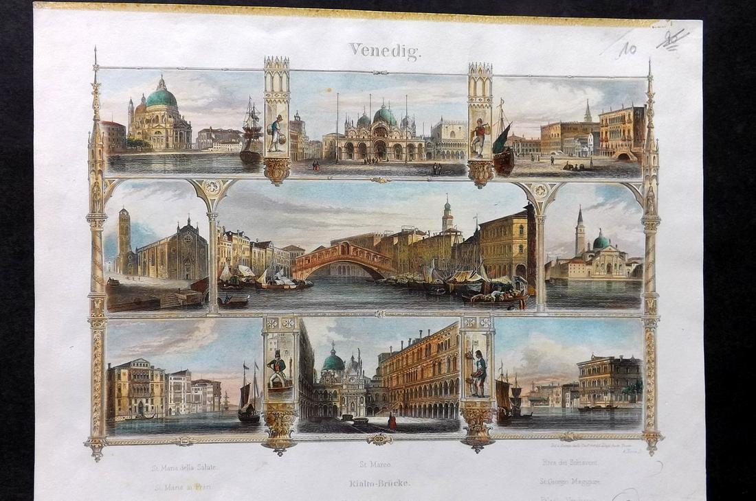 Lloyd Austriaco (Pub) C1850 Hand Col Print. Venice, Italy (1 of 2)