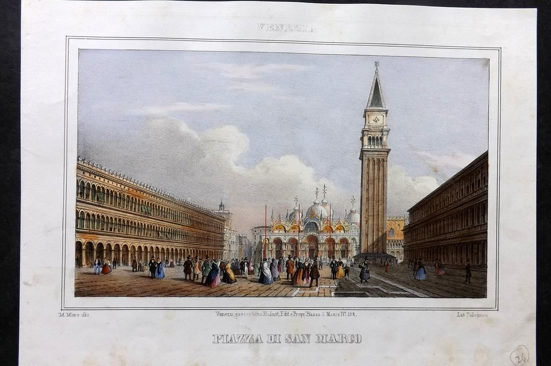 Moro, Marco C1845 Hand Col Print. Piazza di San Marco, Venice, Italy (1 of 2)