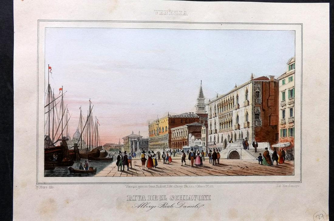 Moro, Marco C1845 Hand Col Print. Riva Degl Schiavoni, Venice, Italy (1 of 2)