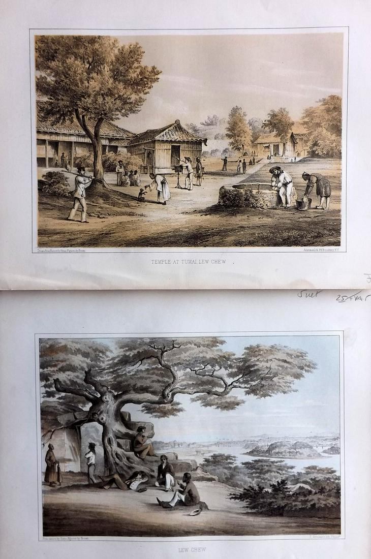 Perry, Commodore 1856 Pair of Prints. Lew Chew, Japan (1 of 2)