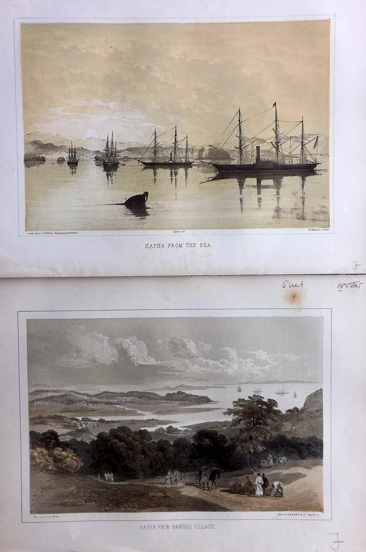 Perry, Commodore 1856 Pair of Prints. Napha, Japan (1 of 2)