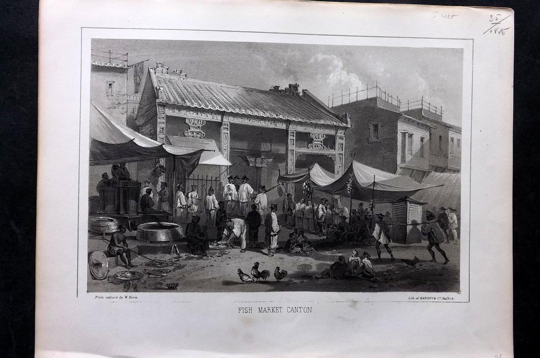 Perry, Commodore 1856 Print. Fish Market, Canton (1 of 2)