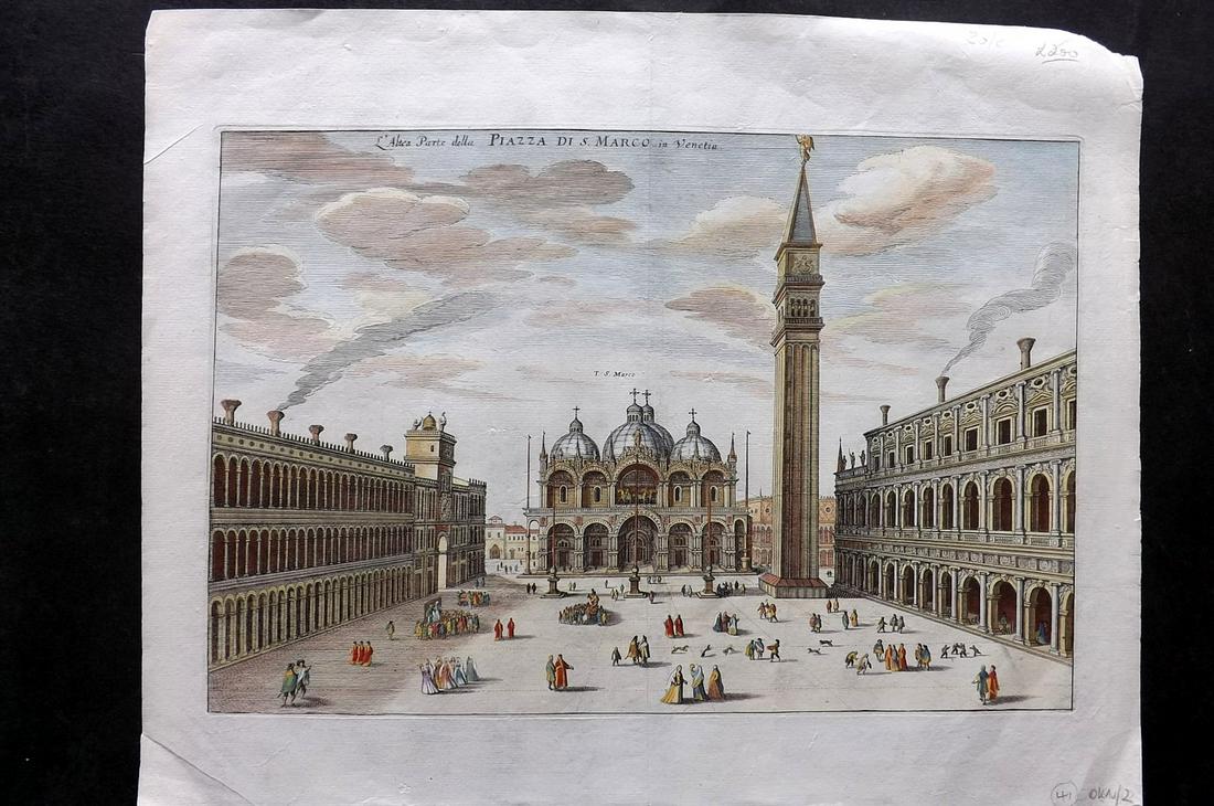 Zeiler & Merian 1640 Hand Col Print. St. Marks Square, Venice, Italy (1 of 2)