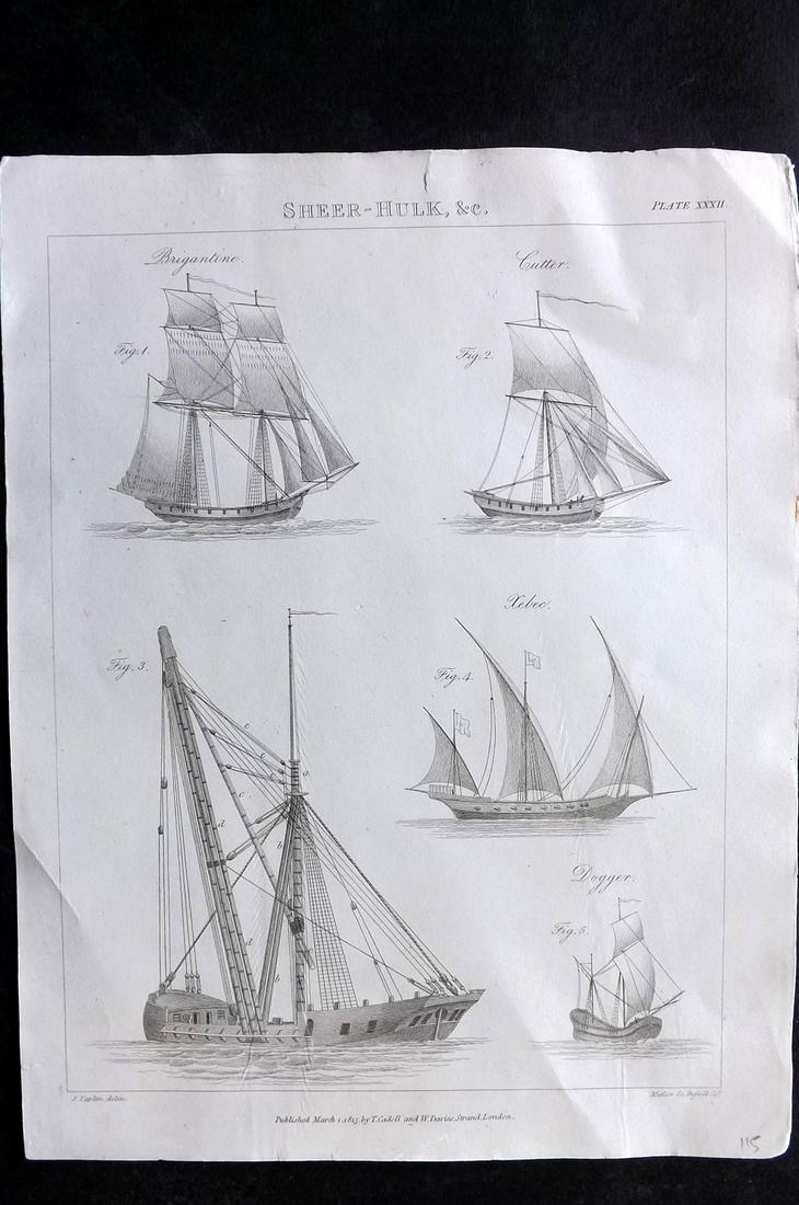 Falconer & Burney 1815 Ship Print. Sheer-Hulk 32 (1 of 2)