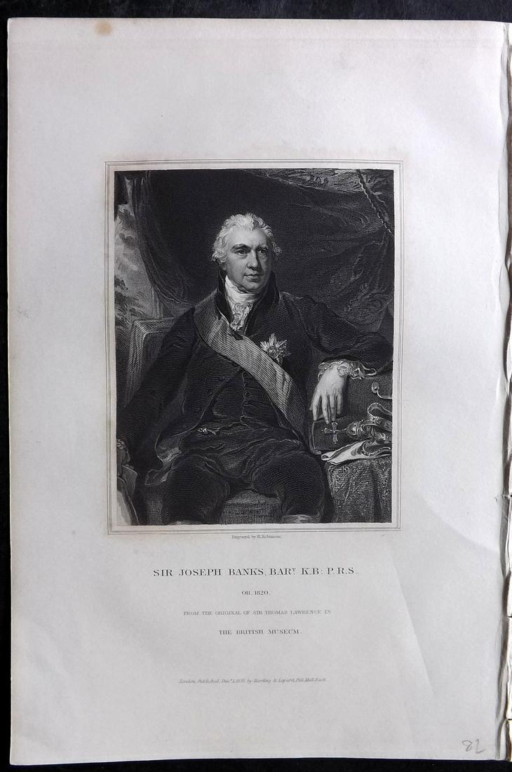 Lodge, Edmund C1830 Antique Portrait Print. Joseph Banks, Australia interest (1 of 2)