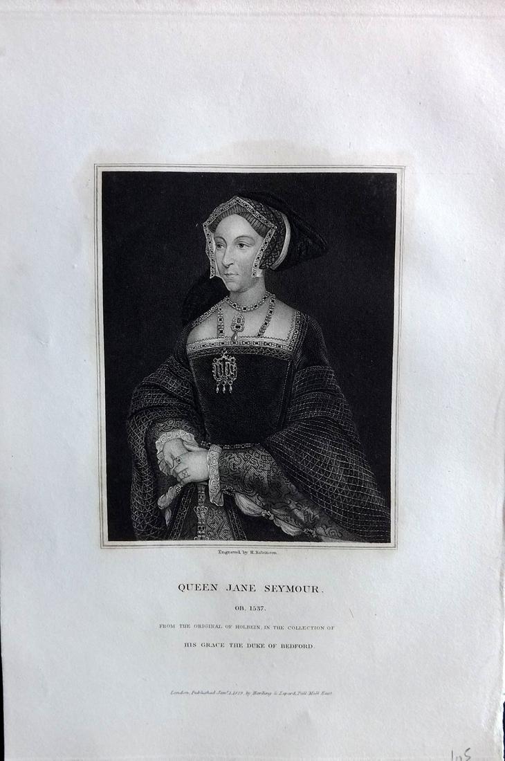 Lodge, Edmund C1830 Antique Portrait Print. Queen Jane Seymour (1 of 2)