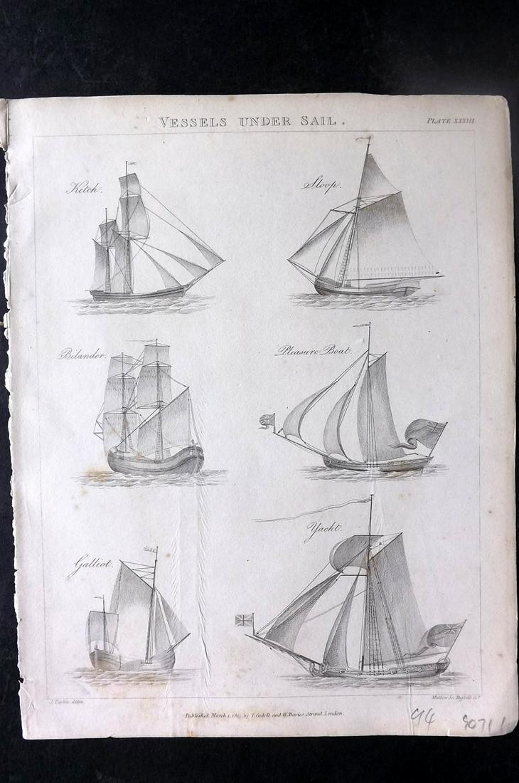Falconer & Burney 1815 Ship Print. Vessels under Sail (1 of 2)