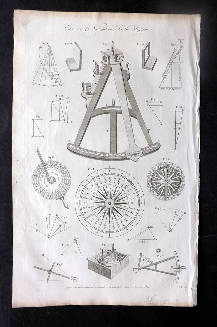 Hall, William 1789 Folio Print. Navigation, Compass: Copper Plates Published 1789-91 by C. Cooke, London for "The New Royal Encyclopedia, Or, Complete Modern Universal Dictionary of Arts and Sciences..." by William Henry Hall. Paper Size: 15 x 9.5 inch 