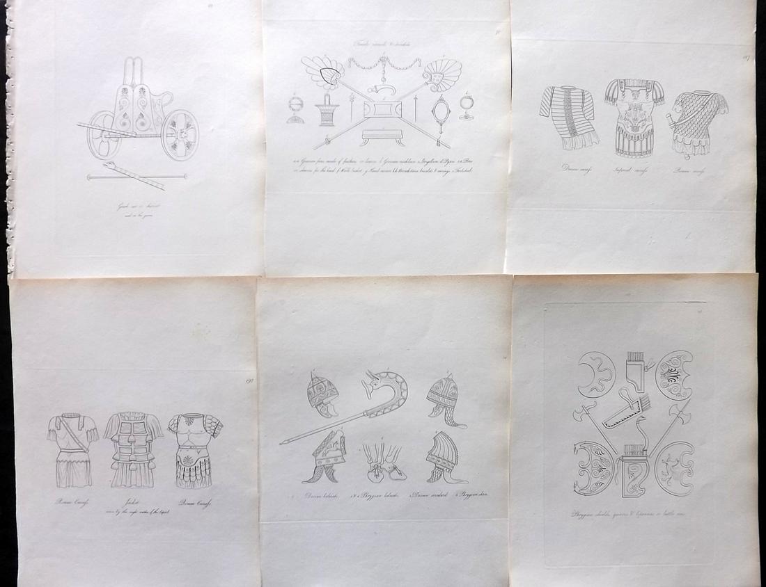 Hope, Thomas 1809 Lot of 6 Ancient Antiquities Prints. Deluxe Edition: Etching Published 1809, London for "Costume of the Ancients" by Thomas Hope. Deluxe Large Paper Edition. Paper Size: 11 x 9 inch (28 x 23cm) Good Condition