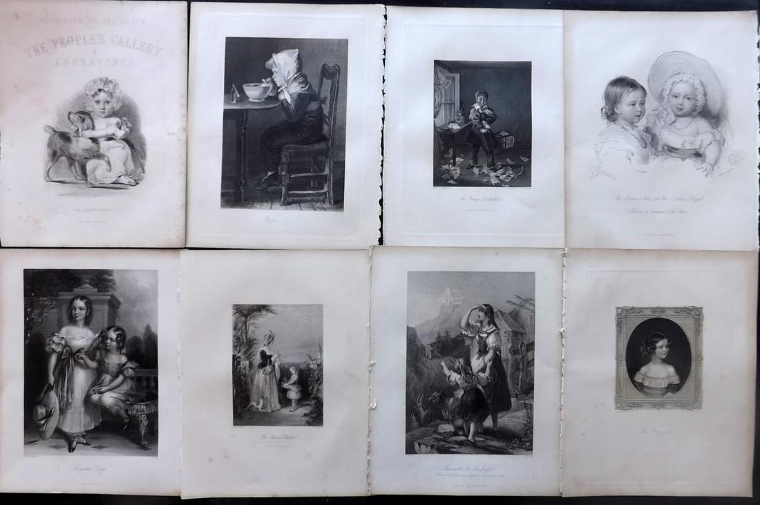 Fisher (Pub) C1845 Lot of 8 Steel Engravings. Children: Steel Engraving Published 1844-47 by Fisher & Son, London for "The Peoples Gallery of Engravings" by the Rev. George Wright. Paper Size: 10.5 x 8.5 inch (27 x 22cm) Minor toning in parts. Good Conditi