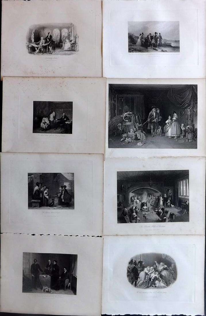 Fisher (Pub) C1845 Lot of 8 Steel Engravings. Genre etc: Steel Engraving Published 1844-47 by Fisher & Son, London for "The Peoples Gallery of Engravings" by the Rev. George Wright. Paper Size: 10.5 x 8.5 inch (27 x 22cm) Minor toning in parts. Good Conditi