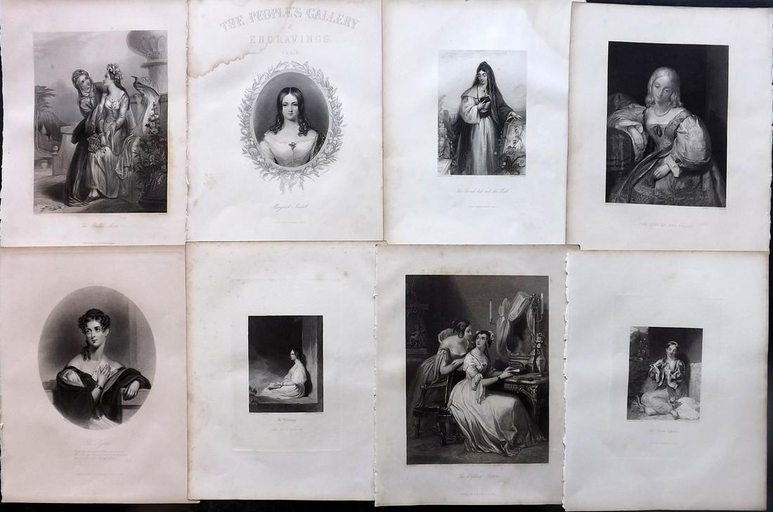 Fisher (Pub) C1845 Lot of 8 Steel Engravings. Pretty Ladies (1 of 2)