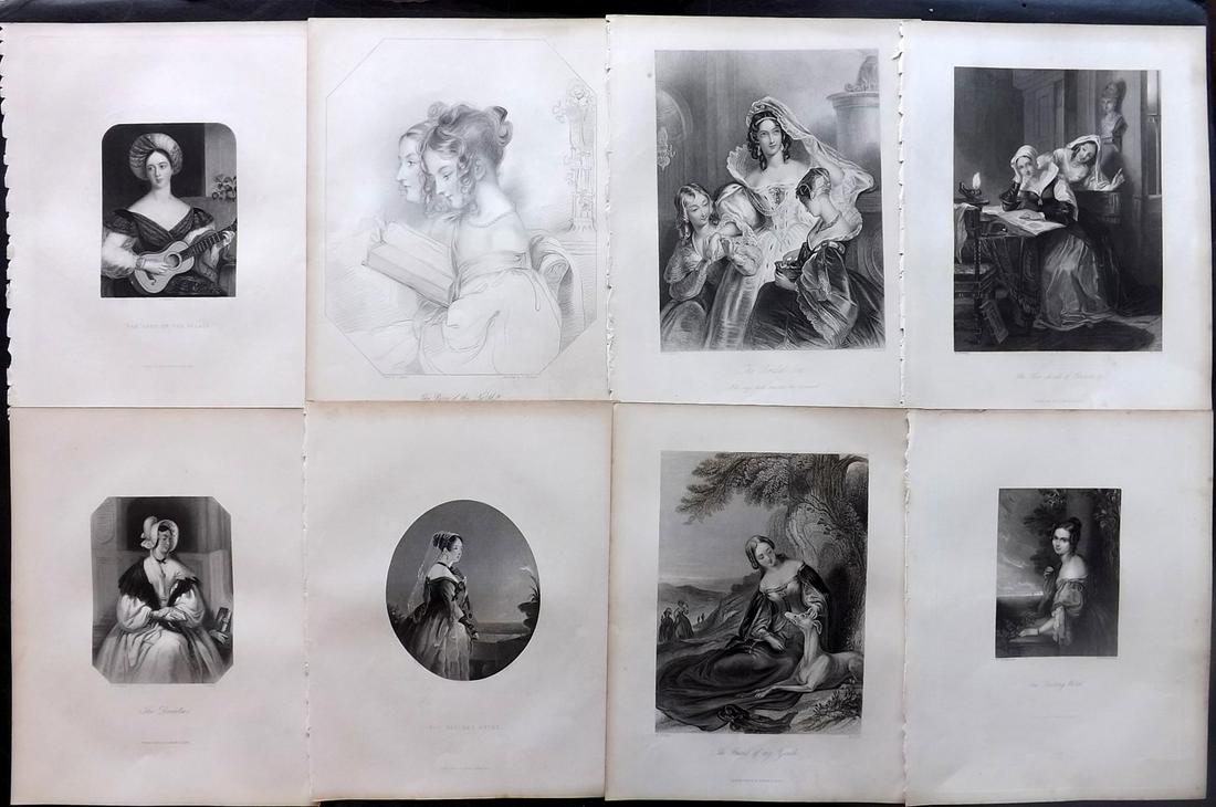 Fisher (Pub) C1845 Lot of 8 Steel Engravings. Pretty Ladies (1 of 2)