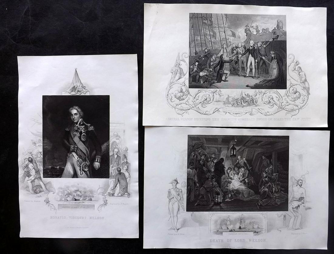 Gaspey, Thomas C1860 Lot of 3 Naval Prints. Lord Nelson Related (1 of 2)