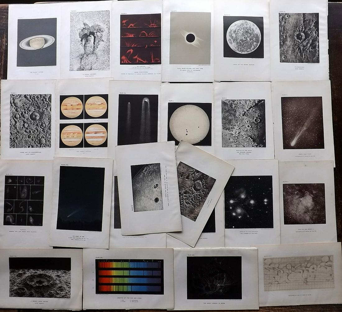 Ball, Robert 1901 Lot of 24 Astronomy Celestial Prints: Lithographs Published 1901, London for "The Story of the Heavens" by Sir Robert Stawell Ball. Paper Size: 9 x 6 inch (23 x 15cm) Good Condition