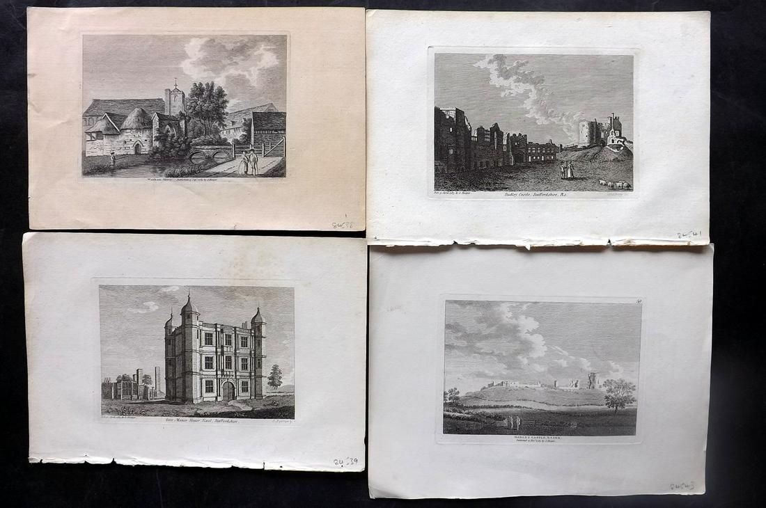 Grose, Francis 1780's Lot of 4 Copper Engraved British Views: Copper Plate Published 1784-1800's, London for "The Antiquities of England and Wales" by Francis Grose. Reverse side blank. Paper Size: 10 x 7 inch (25 x 18cm) Approx. Good Condition