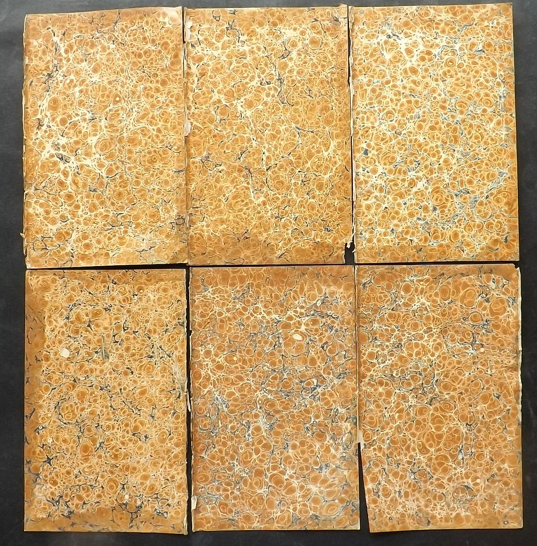 Old Paper, Bookbinding 1825 Set of 6 Marble End Papers, 8vo, French: Set of 6 Marbled End Papers Made in France in 1825. 8vo. Paper Size: 8 x 5 inch (20 x 13cm) A couple of tiny faults. Good Condition
