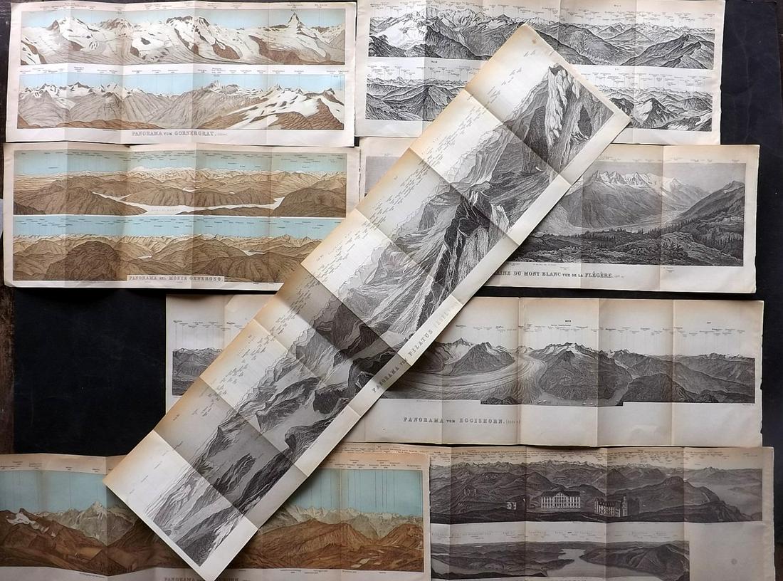 Baedeker, Karl 1907 Lot of 8 Panoramic Views of the Swiss Alps (1 of 5)