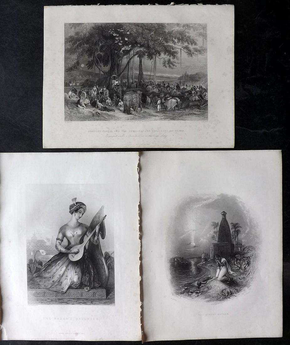 Fisher (Pub) C1845 Lot of 3 Steel Engravings. India: Steel Engraving Published 1844-47 by Fisher & Son, London for "The Peoples Gallery of Engravings" by the Rev. George Wright. Paper Size: 10.5 x 8.5 inch (27 x 22cm) Minor margin toning. Good Condition