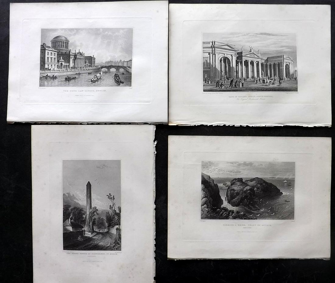 Fisher (Pub) C1845 Lot of 4 Steel Engraved Views. Ireland: Steel Engraving Published 1844-47 by Fisher & Son, London for "The Peoples Gallery of Engravings" by the Rev. George Wright. Paper Size: 10.5 x 8.5 inch (27 x 22cm) Good Condition