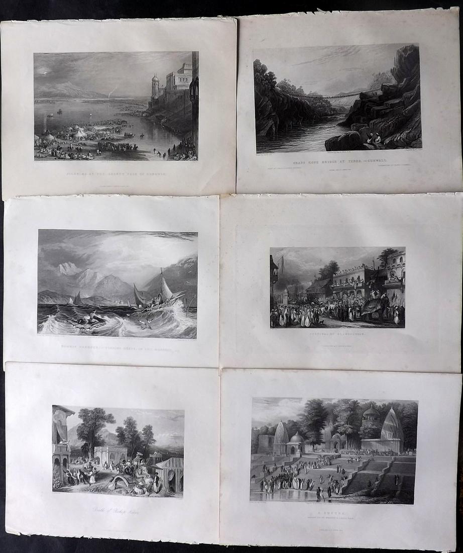 Fisher (Pub) C1845 Lot of 6 Steel Engraved Views. India: Steel Engraving Published 1844-47 by Fisher & Son, London for "The Peoples Gallery of Engravings" by the Rev. George Wright. Paper Size: 10.5 x 8.5 inch (27 x 22cm) Good Condition
