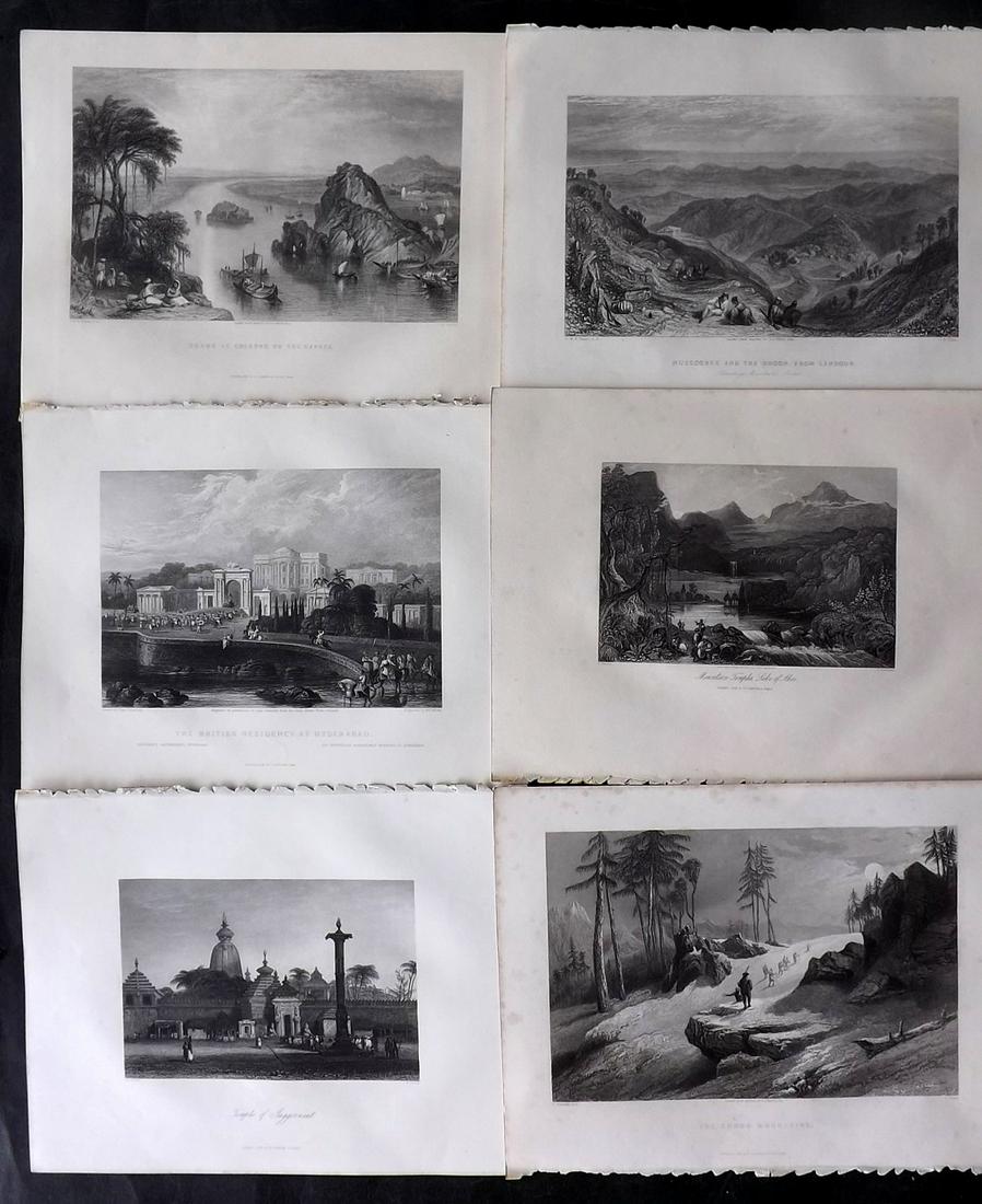 Fisher (Pub) C1845 Lot of 6 Steel Engraved Views. India: Steel Engraving Published 1844-47 by Fisher & Son, London for "The Peoples Gallery of Engravings" by the Rev. George Wright. Paper Size: 10.5 x 8.5 inch (27 x 22cm) Good Condition