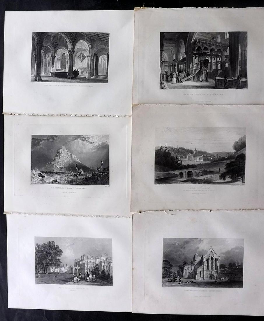 Fisher (Pub) C1845 Lot of 6 Steel Engraved Views. UK: Steel Engraving Published 1844-47 by Fisher & Son, London for "The Peoples Gallery of Engravings" by the Rev. George Wright. Paper Size: 10.5 x 8.5 inch (27 x 22cm) Good Condition