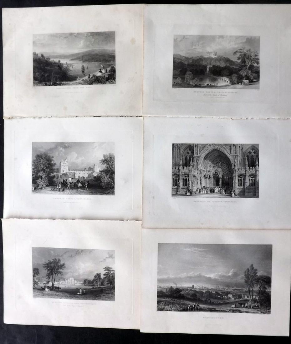 Fisher (Pub) C1845 Lot of 6 Steel Engraved Views. UK: Steel Engraving Published 1844-47 by Fisher & Son, London for "The Peoples Gallery of Engravings" by the Rev. George Wright. Paper Size: 10.5 x 8.5 inch (27 x 22cm) Good Condition