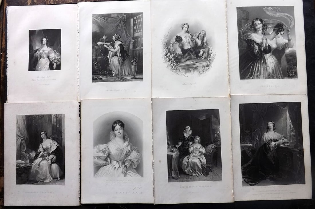 Fisher (Pub) C1845 Lot of 8 Steel Engravings. Pretty Ladies (1 of 2)