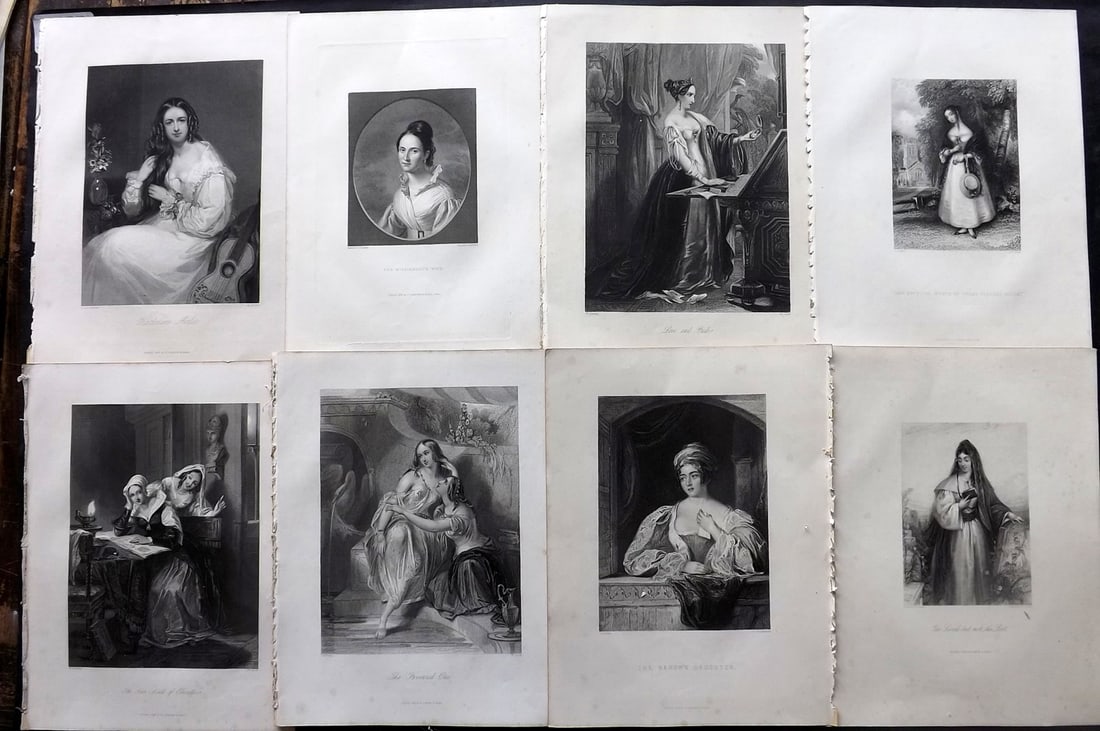 Fisher (Pub) C1845 Lot of 8 Steel Engravings. Pretty Ladies (1 of 2)