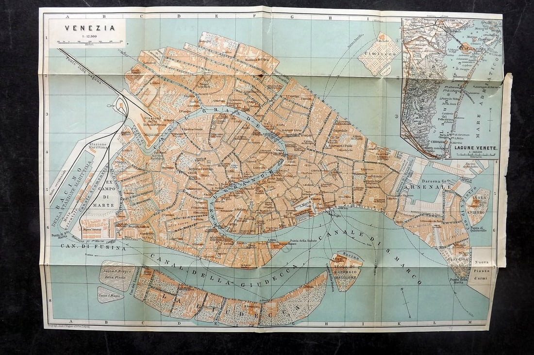 Baedeker, Karl 1886 Map. Venice Venezia. Italy (1 of 2)