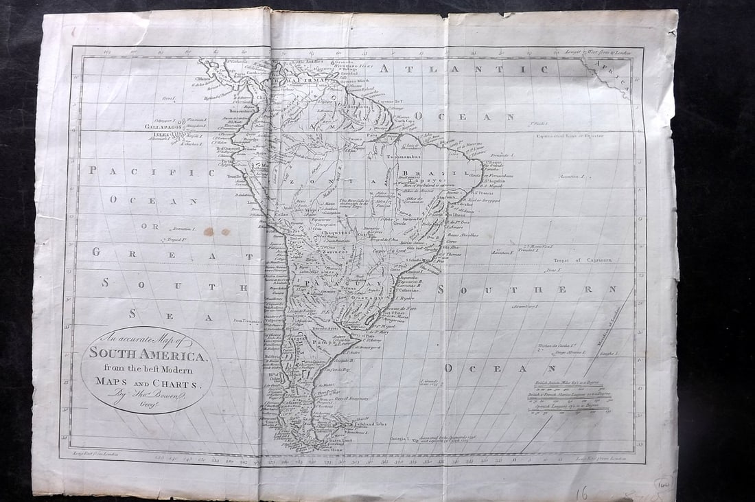 Bowen, Thomas 1789 Large Map. South America (1 of 2)