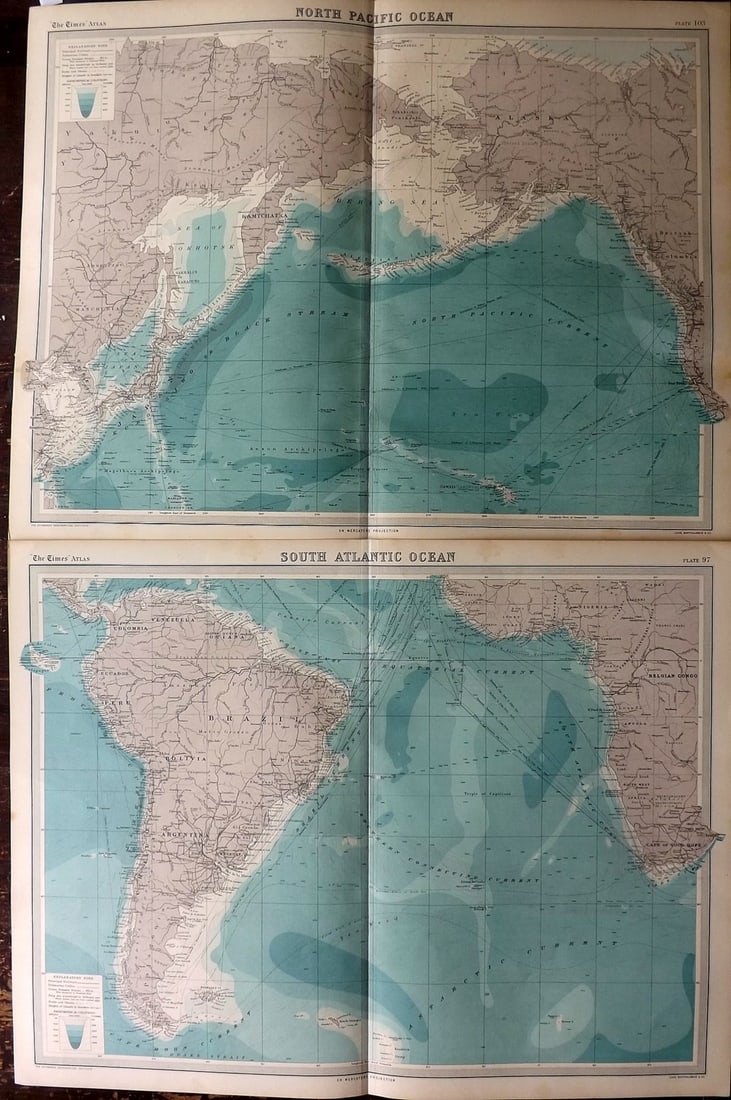 Bartholomew, John 1922 Pair of Large Maps. South Atlantic & Pacific Ocean (1 of 2)