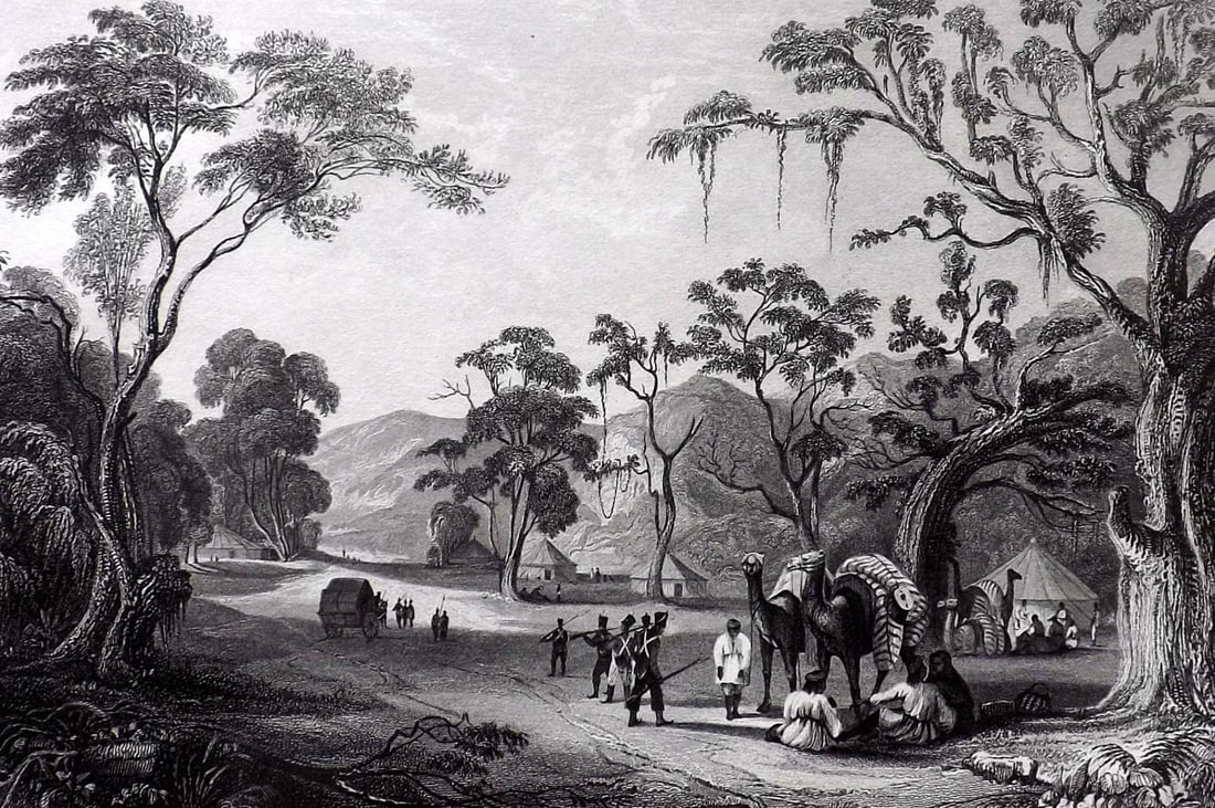 Martin, Robert 1858 Lot of 4 Steel Engraved Views of India: Steel Engraving Published 1858-61, London for "The Indian Empire" by Robert Montgomery Martin. Paper Size: 10.5 x 7 inch (27 x 18cm) Good Condition