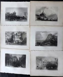 Beattie, William 1838 Lot of 6 Scottish Views Scotland: Steel Engraving Published 1838, London for "Scotland Illustrated..." by William Beattie. Illustrated by Thomas Allom, William Bartlett and H. M'Culloch. Paper Size: 10.5 x 8 inch (27 x 21cm) Very