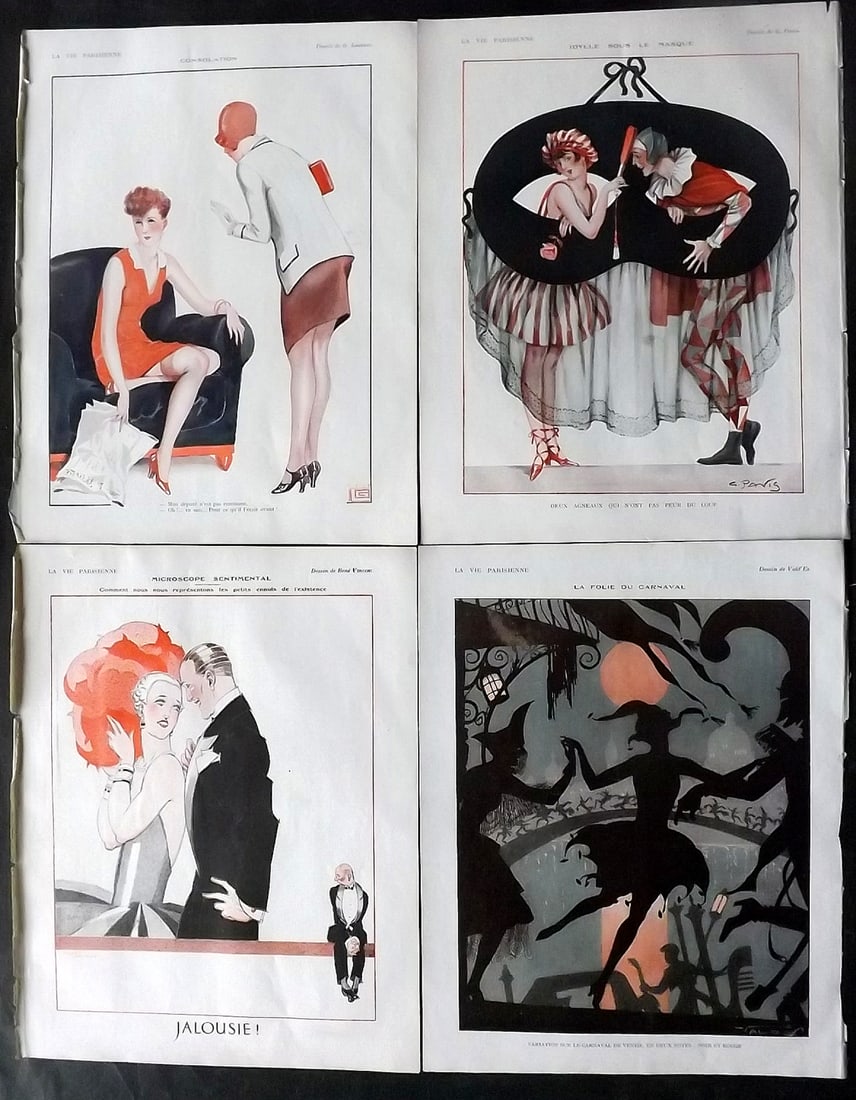 La Vie Parisienne 1928 Lot of 4 Art Deco Prints (1 of 2)