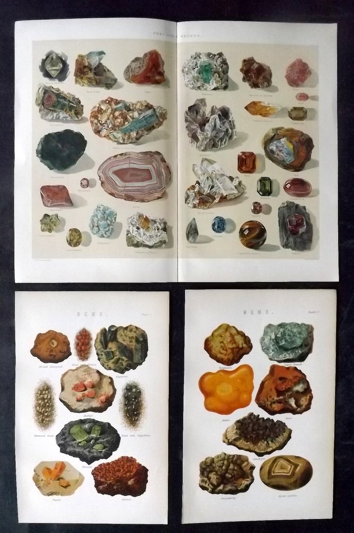 National Encyclopedia C1890 Lot of 3 Prints. Gems Gemstones Precious Stones (1 of 2)