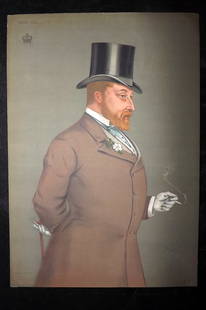 Vanity Fair Print 1878 King Edward VII, Royal: Chromolithograph Published 1869-1914, London for "Vanity Fair" Paper Size: 15 x 10 inch (38 x 25cm) Approx. Good Condition